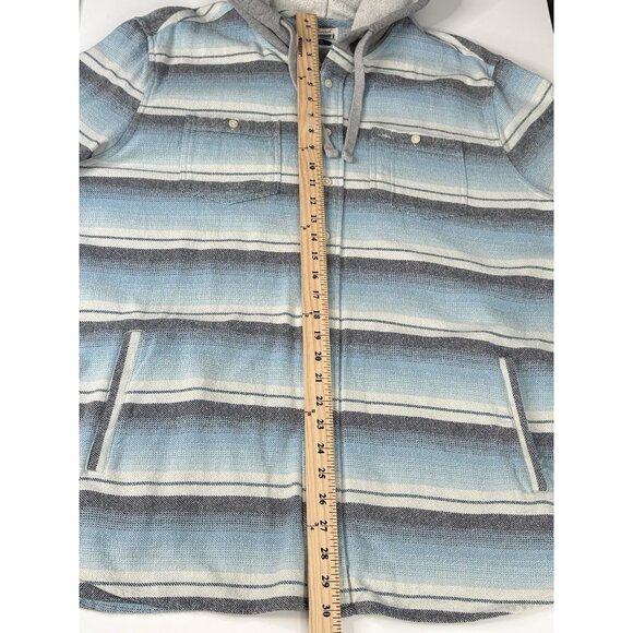 Johnnie O Surflannel Carver Button Up Hoodie Men’s 2XL Blue Shacket Surf Shirt - Picture 12 of 16